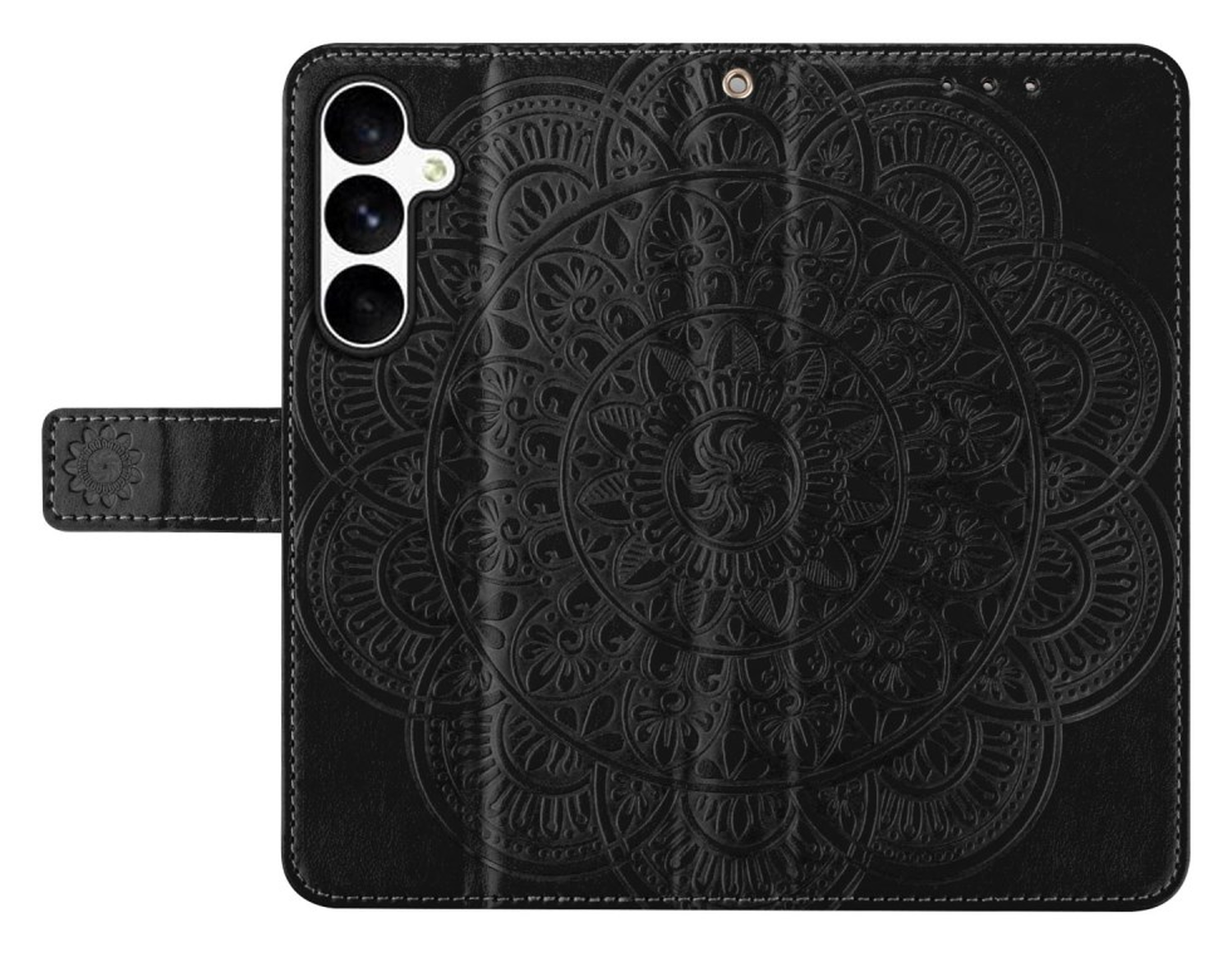 Samsung Galaxy S25 FE Hoesje Mandala Book Case met Pasjeshouder Zwart afbeelding 5