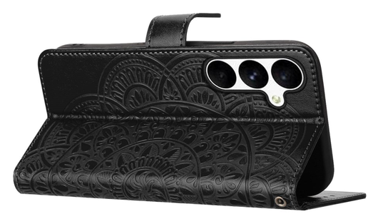 Samsung Galaxy S25 FE Hoesje Mandala Book Case met Pasjeshouder Zwart afbeelding 4
