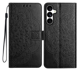 Samsung Galaxy S25 FE Hoesje Mandala Book Case met Pasjeshouder Zwart afbeelding