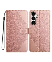 Samsung Galaxy S25 FE Hoesje Mandala Book Case met Pasjeshouder Roze Goud afbeelding