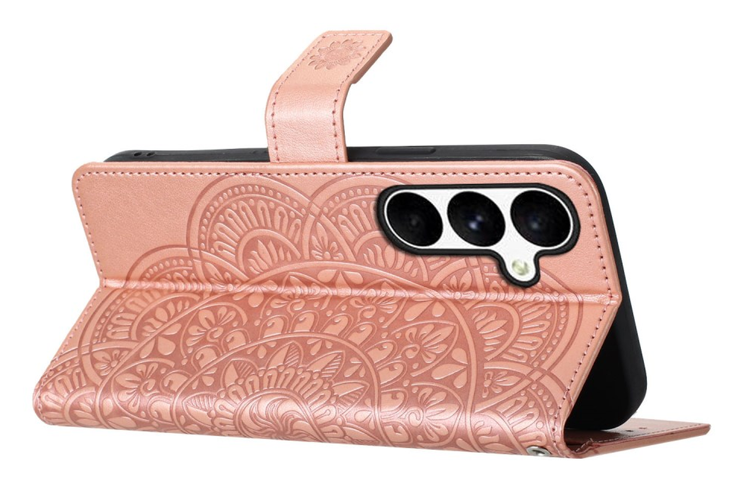 Samsung Galaxy S25 FE Hoesje Mandala Book Case met Pasjeshouder Roze Goud afbeelding 4