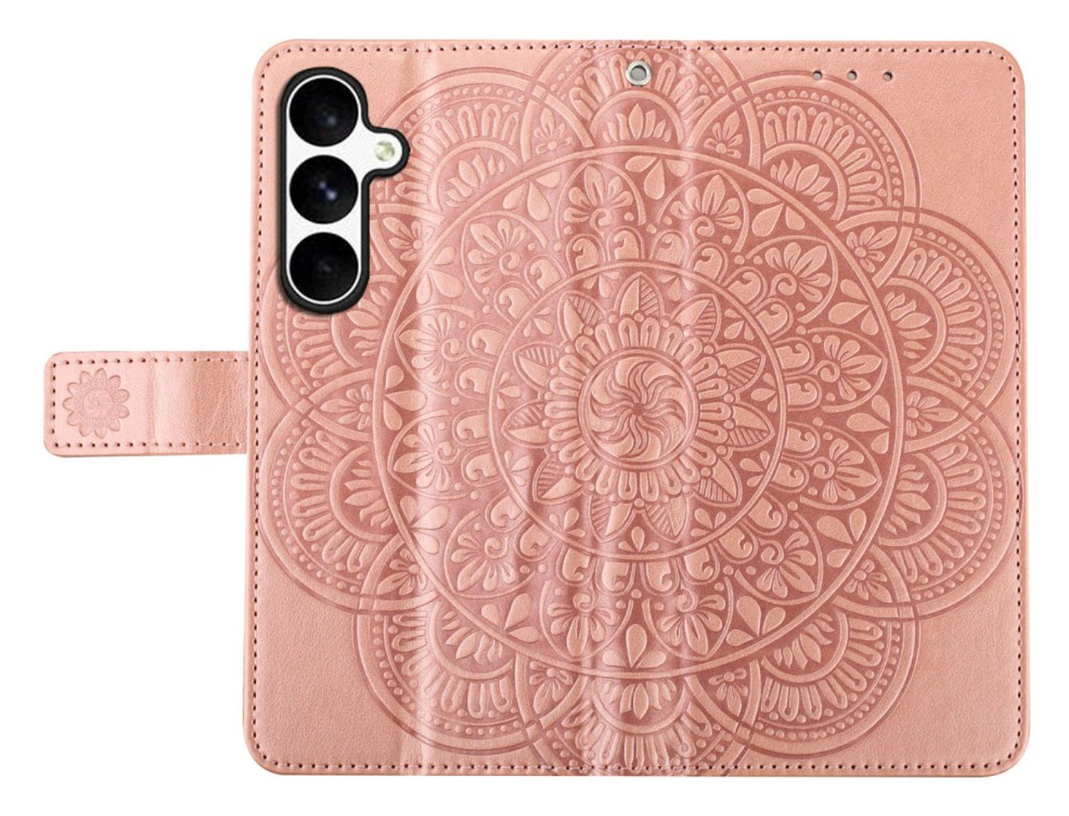 Samsung Galaxy S25 FE Hoesje Mandala Book Case met Pasjeshouder Roze Goud afbeelding 5
