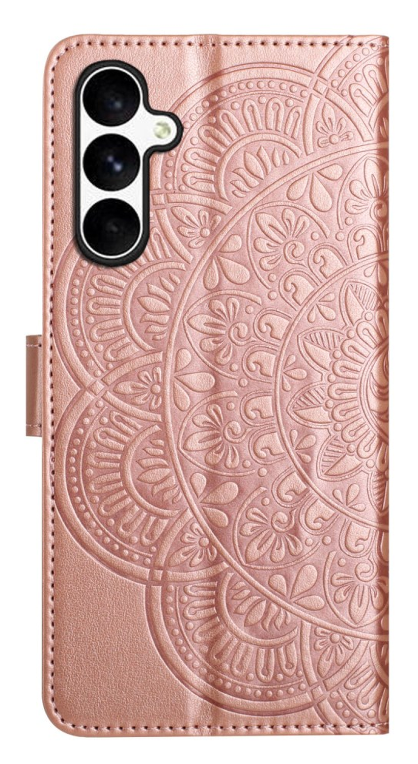 Samsung Galaxy S25 FE Hoesje Mandala Book Case met Pasjeshouder Roze Goud afbeelding 9
