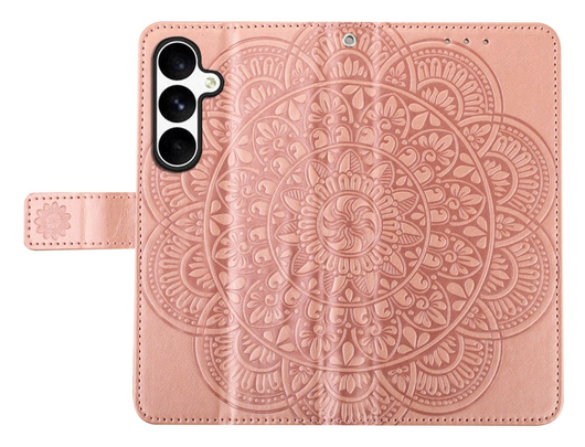 Samsung Galaxy S25 FE Hoesje Mandala Book Case met Pasjeshouder Roze Goud afbeelding 5