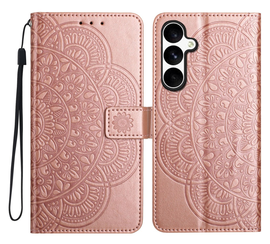 Samsung Galaxy S25 FE Hoesje Mandala Book Case met Pasjeshouder Roze Goud