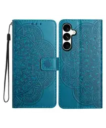 Samsung Galaxy S25 FE Hoesje Mandala Book Case met Pasjeshouder Blauw afbeelding