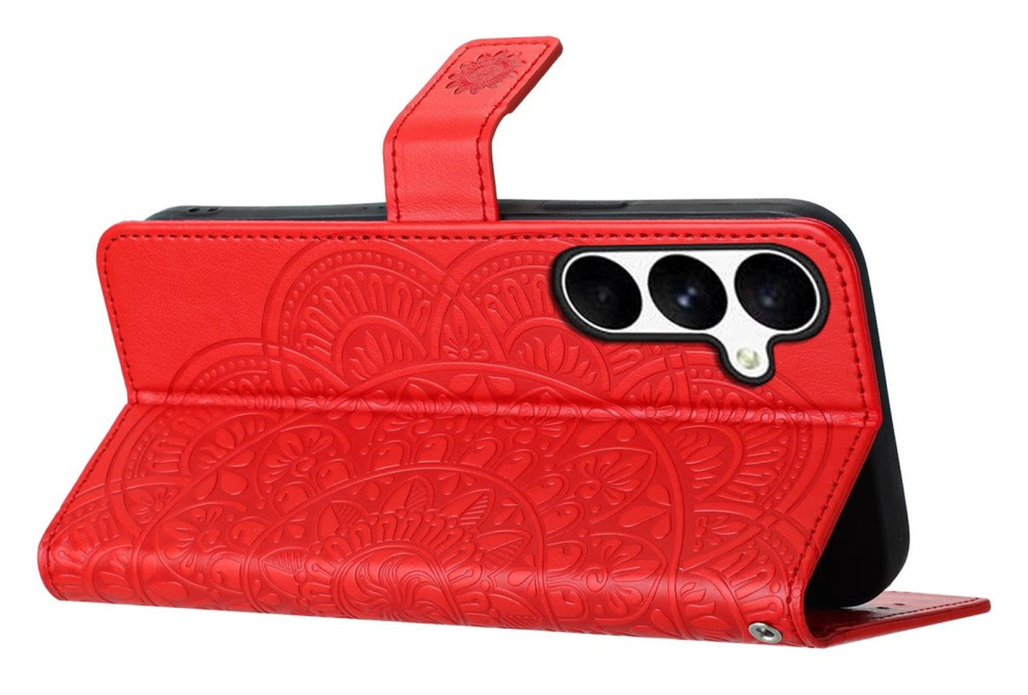 Samsung Galaxy S25 FE Hoesje Mandala Book Case met Pasjeshouder Rood afbeelding 4