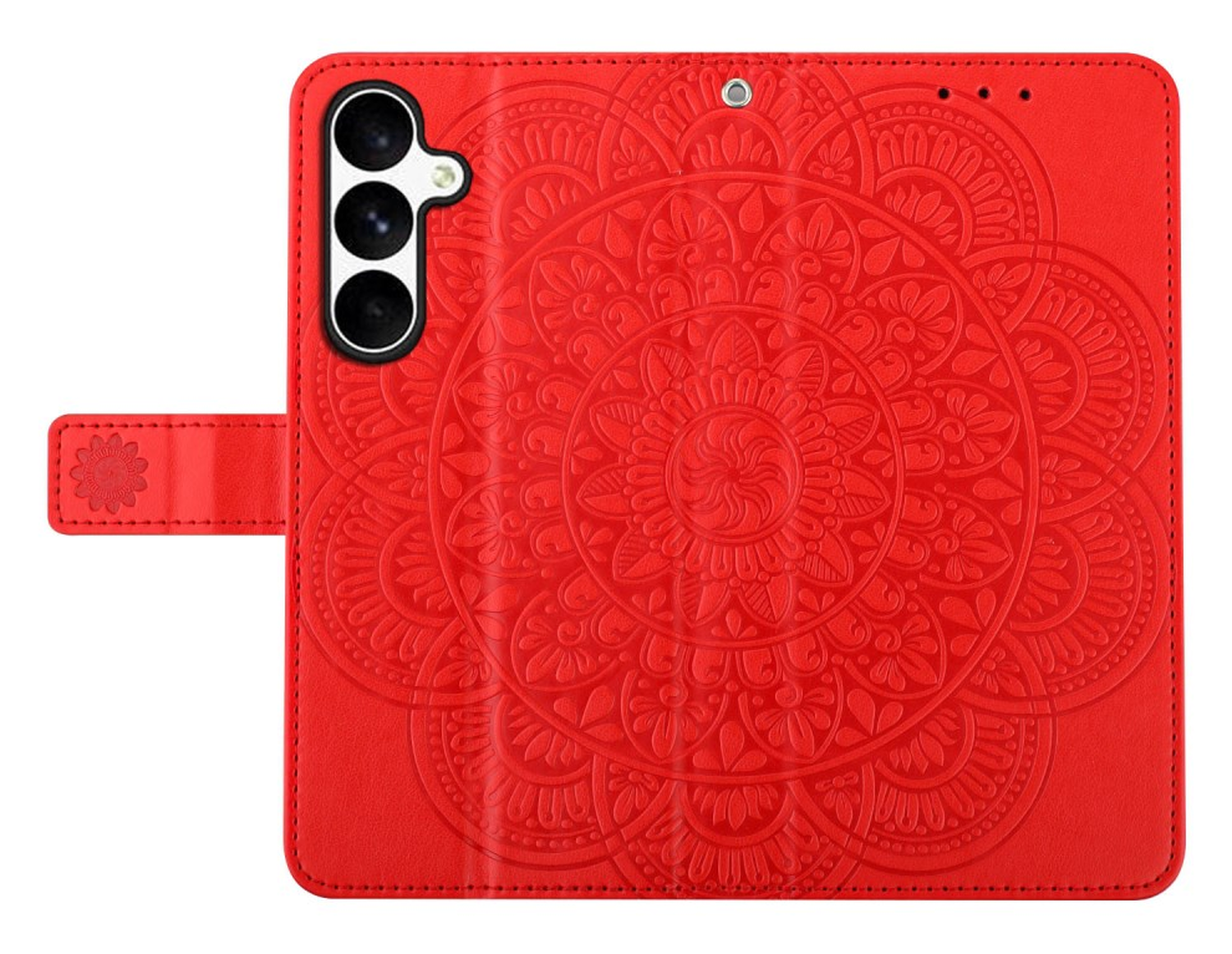 Samsung Galaxy S25 FE Hoesje Mandala Book Case met Pasjeshouder Rood afbeelding 5