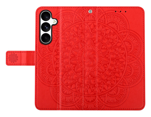 Samsung Galaxy S25 FE Hoesje Mandala Book Case met Pasjeshouder Rood afbeelding 5