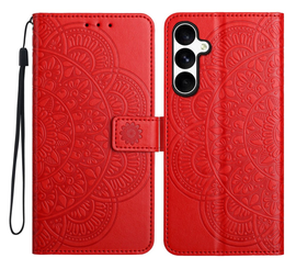 Samsung Galaxy S25 FE Hoesje Mandala Book Case met Pasjeshouder Rood afbeelding