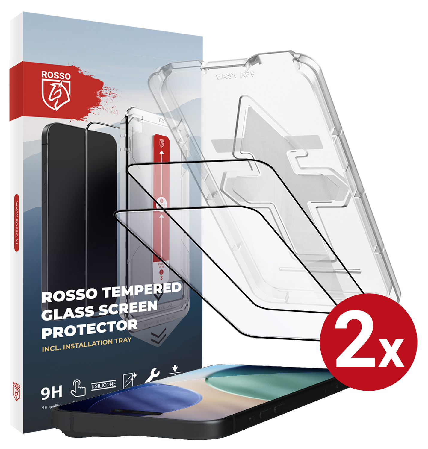 Rosso Apple iPhone Air Tempered Glass met Installatietray (2-Pack) afbeelding 1