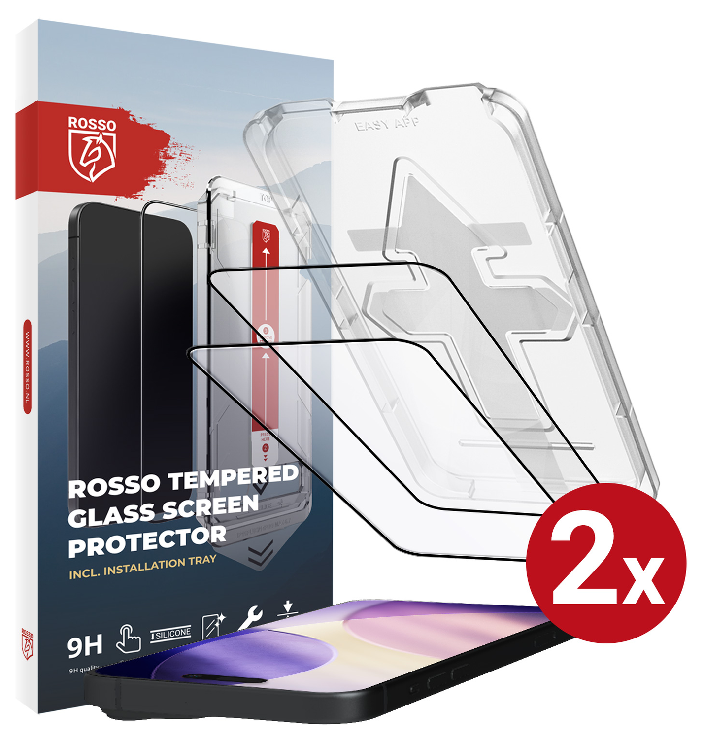 Rosso iPhone 17 Pro Max Tempered Glass met Installatietray (2-Pack) afbeelding 1