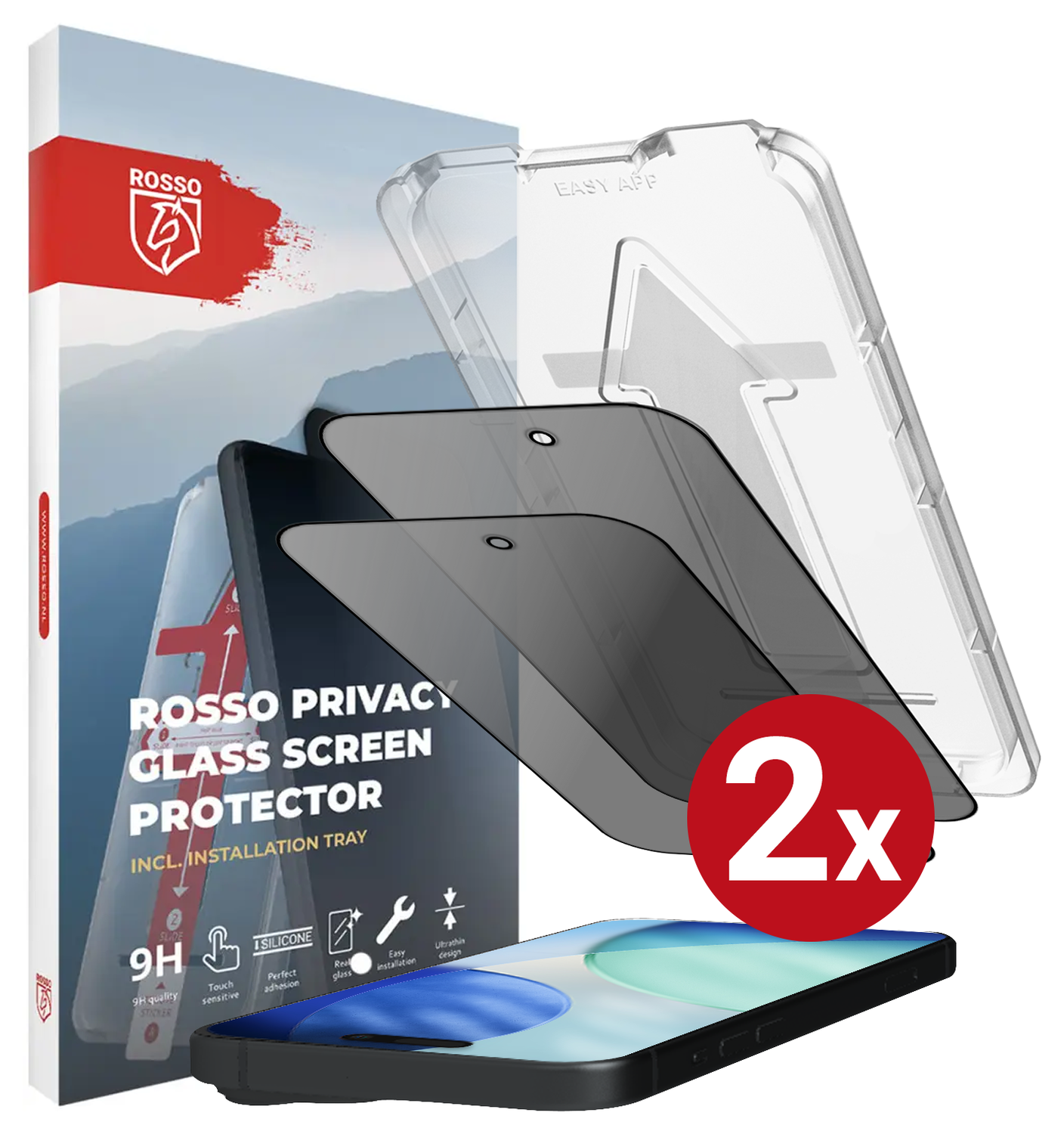 Rosso iPhone 17 Privacy Glass met Installatietray Dust Removal (2-Pack) afbeelding 13