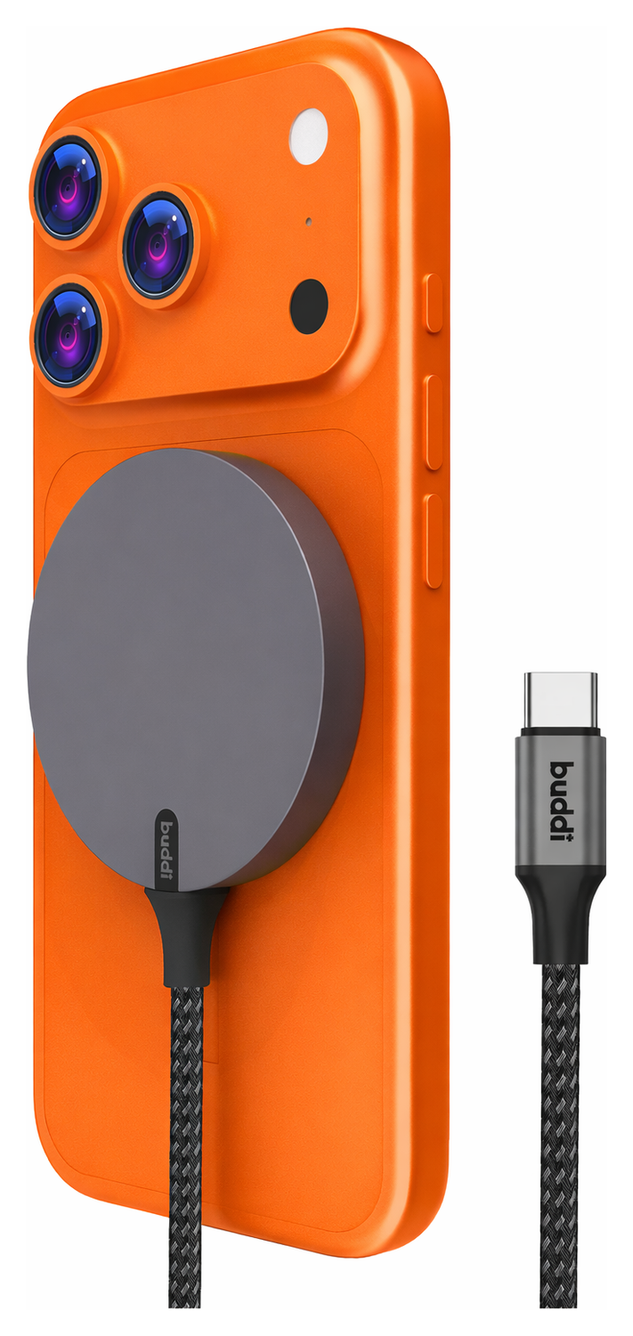 Buddi Power Qi2 Draadloze Magnetische MagSafe Oplader 15W met 1.5M Kabel Grijs afbeelding 1