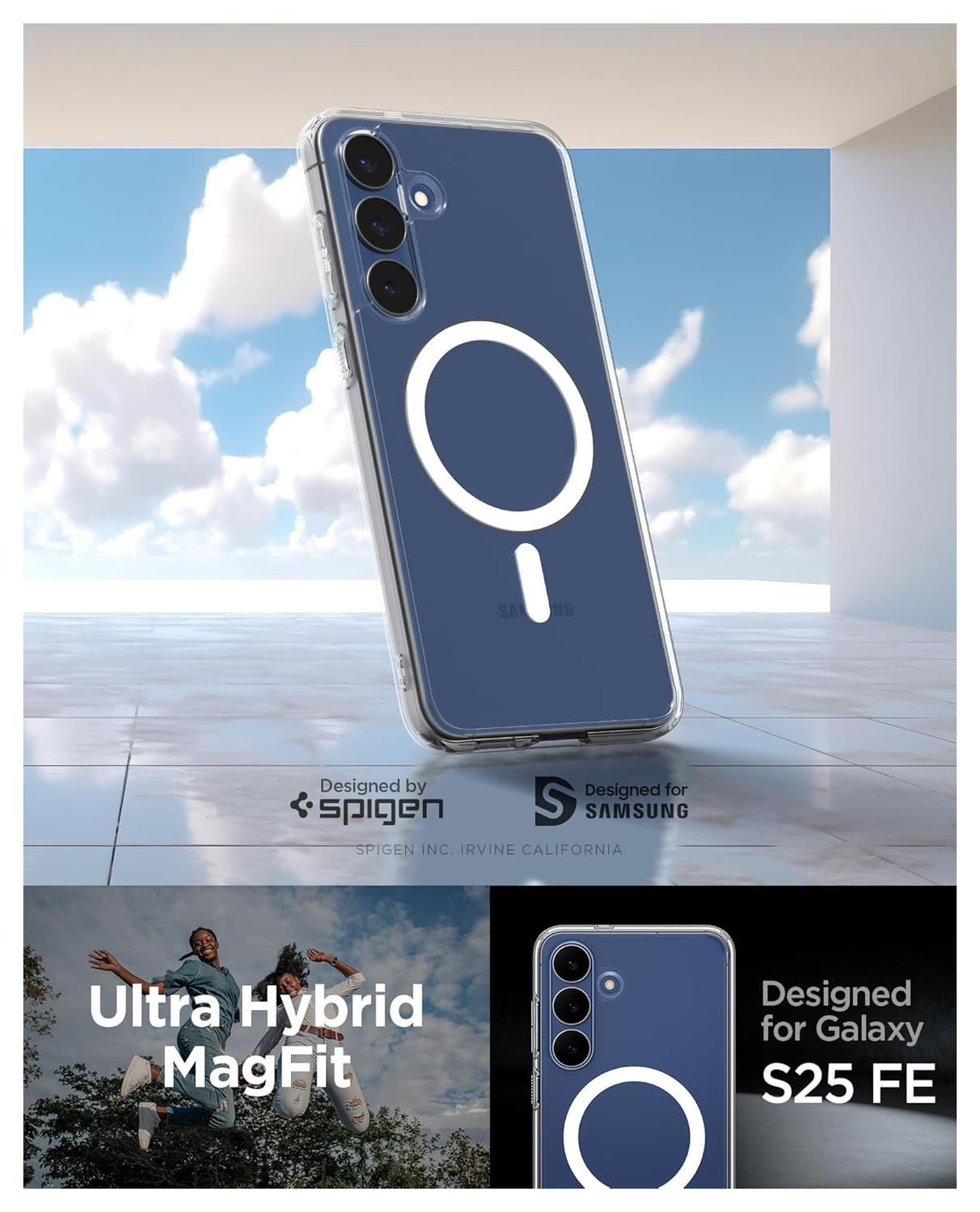 Spigen Ultra Hybrid MagFit Samsung Galaxy S25 FE Hoesje MagSafe Transparant Wit afbeelding 7