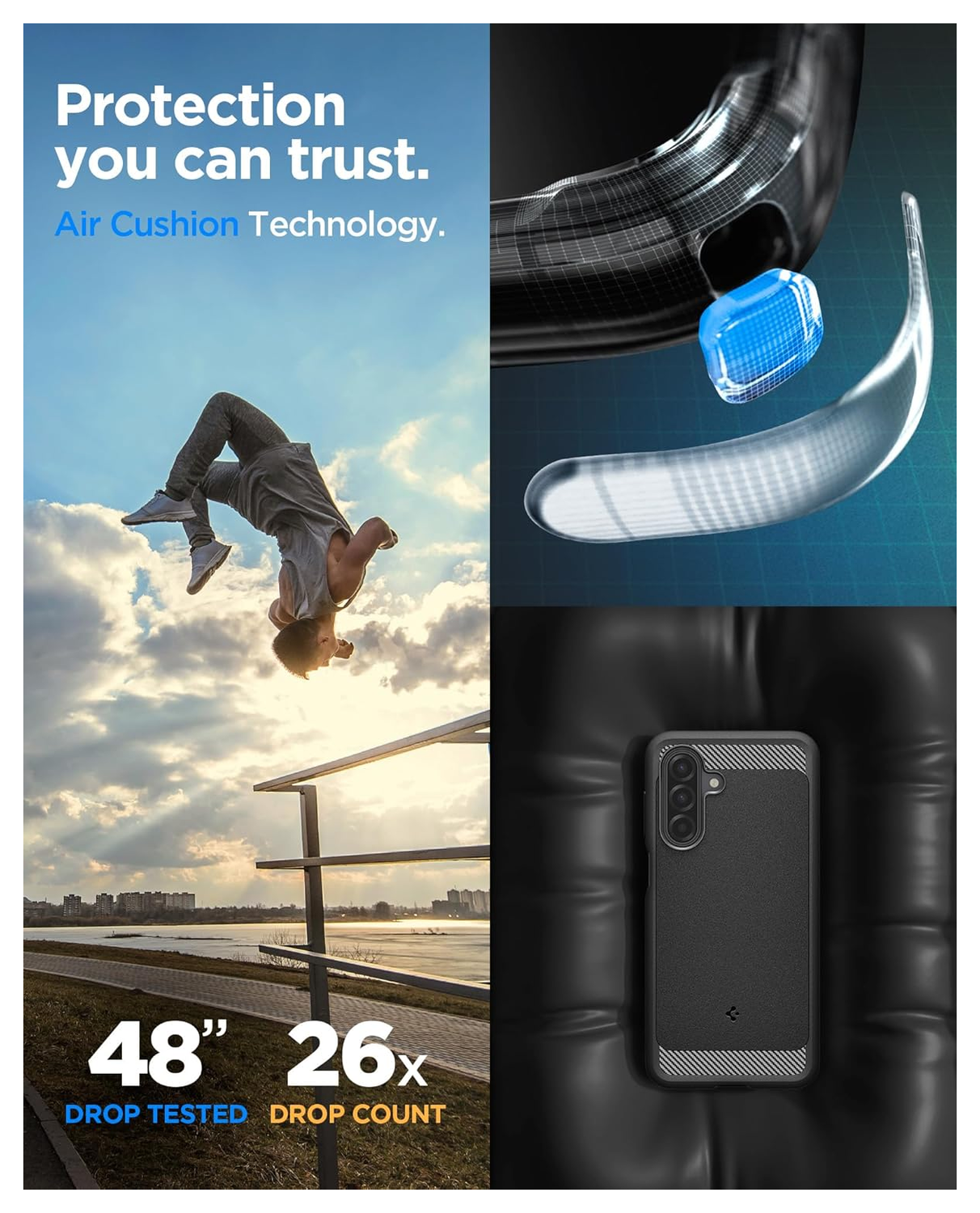 Spigen Rugged Armor Samsung Galaxy A17 Hoesje Back Cover Matte Zwart afbeelding 3