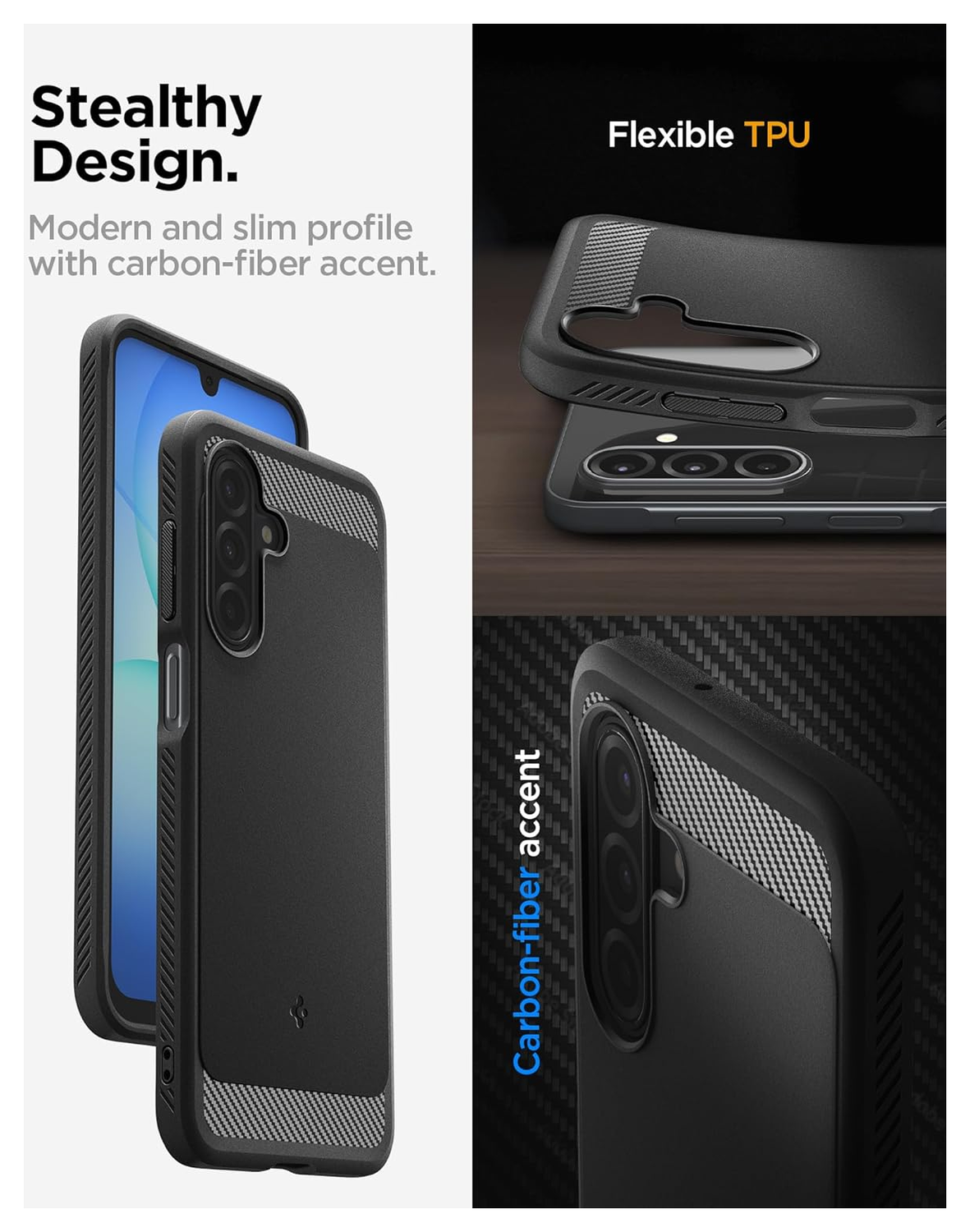 Spigen Rugged Armor Samsung Galaxy A17 Hoesje Back Cover Matte Zwart afbeelding 5
