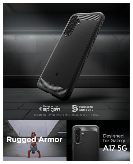 Spigen Rugged Armor Samsung Galaxy A17 Hoesje Back Cover Matte Zwart afbeelding 2
