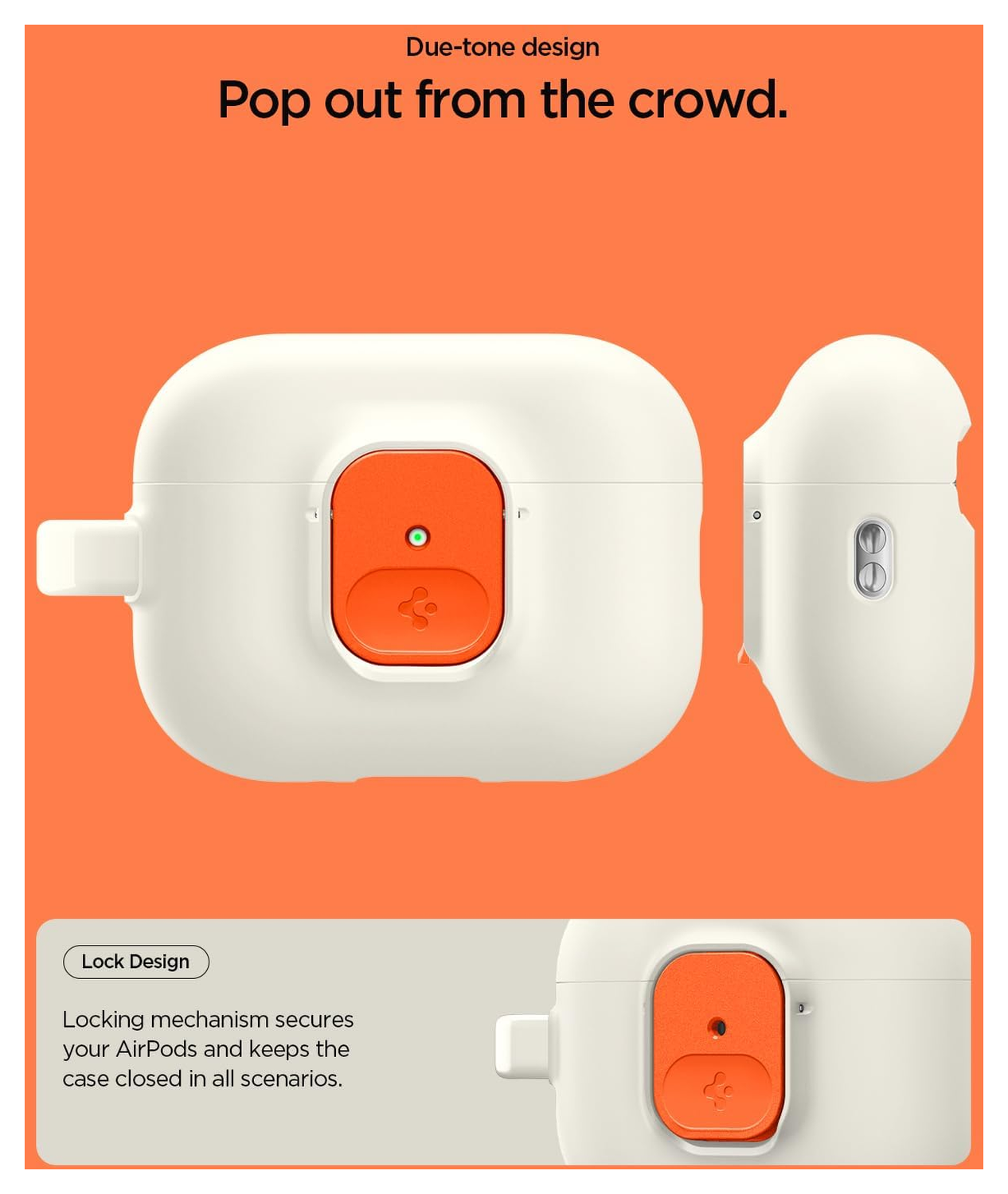 Spigen Nano Pop Case AirPods Pro 3 Hoesje met Karabijnhaak Oranje Beige afbeelding 3
