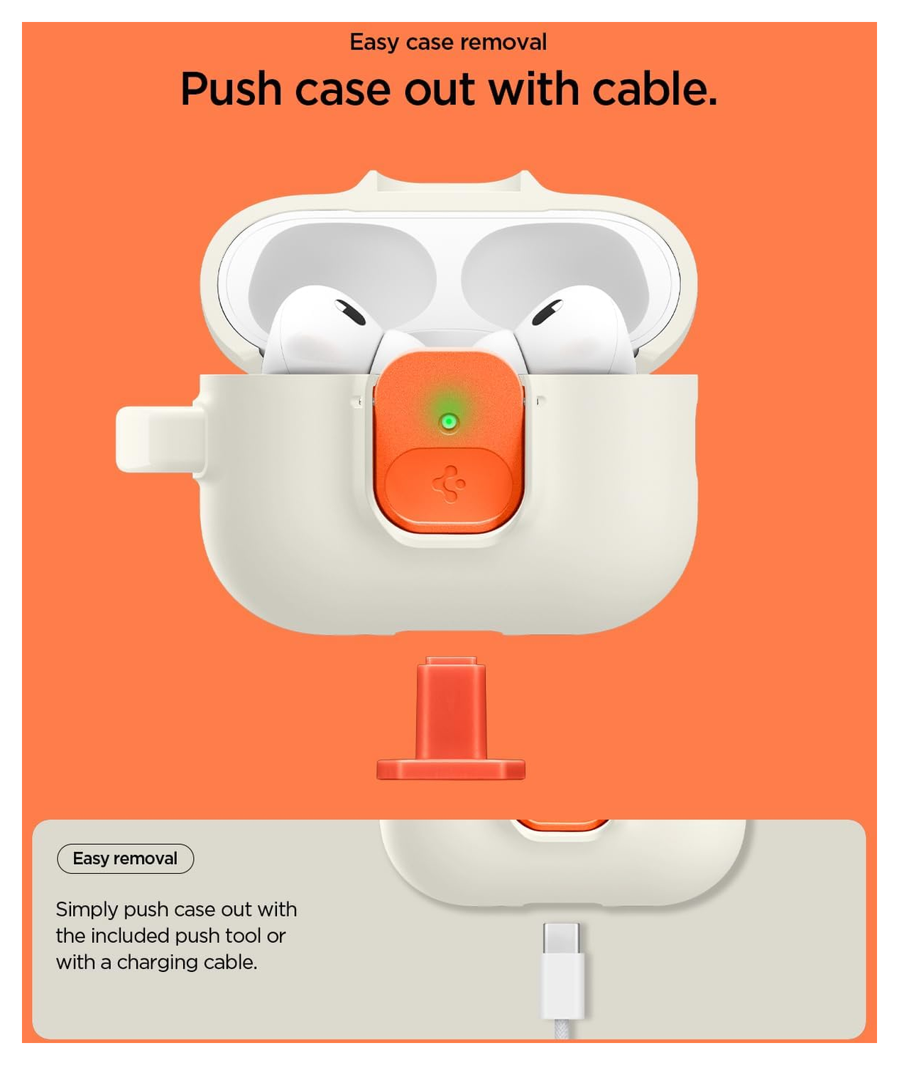 Spigen Nano Pop Case AirPods Pro 3 Hoesje met Karabijnhaak Oranje Beige afbeelding 5