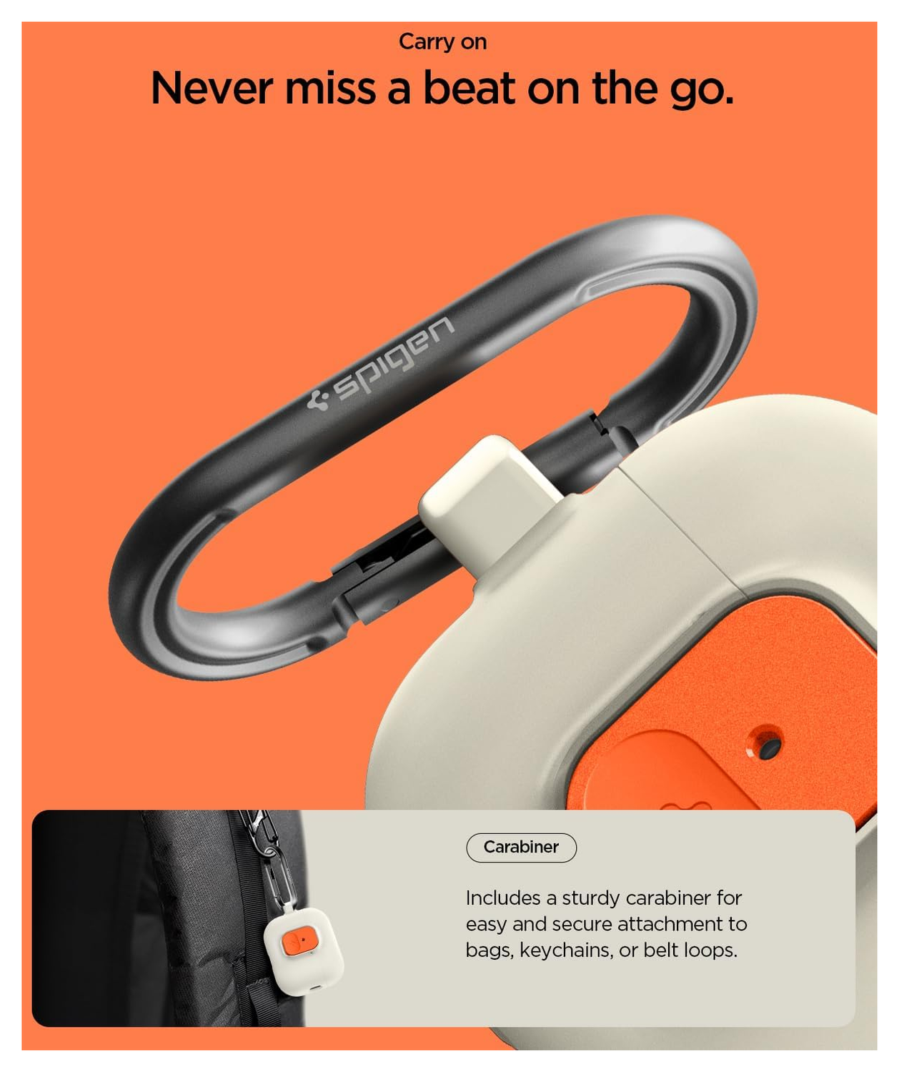 Spigen Nano Pop Case AirPods Pro 3 Hoesje met Karabijnhaak Oranje Beige afbeelding 6