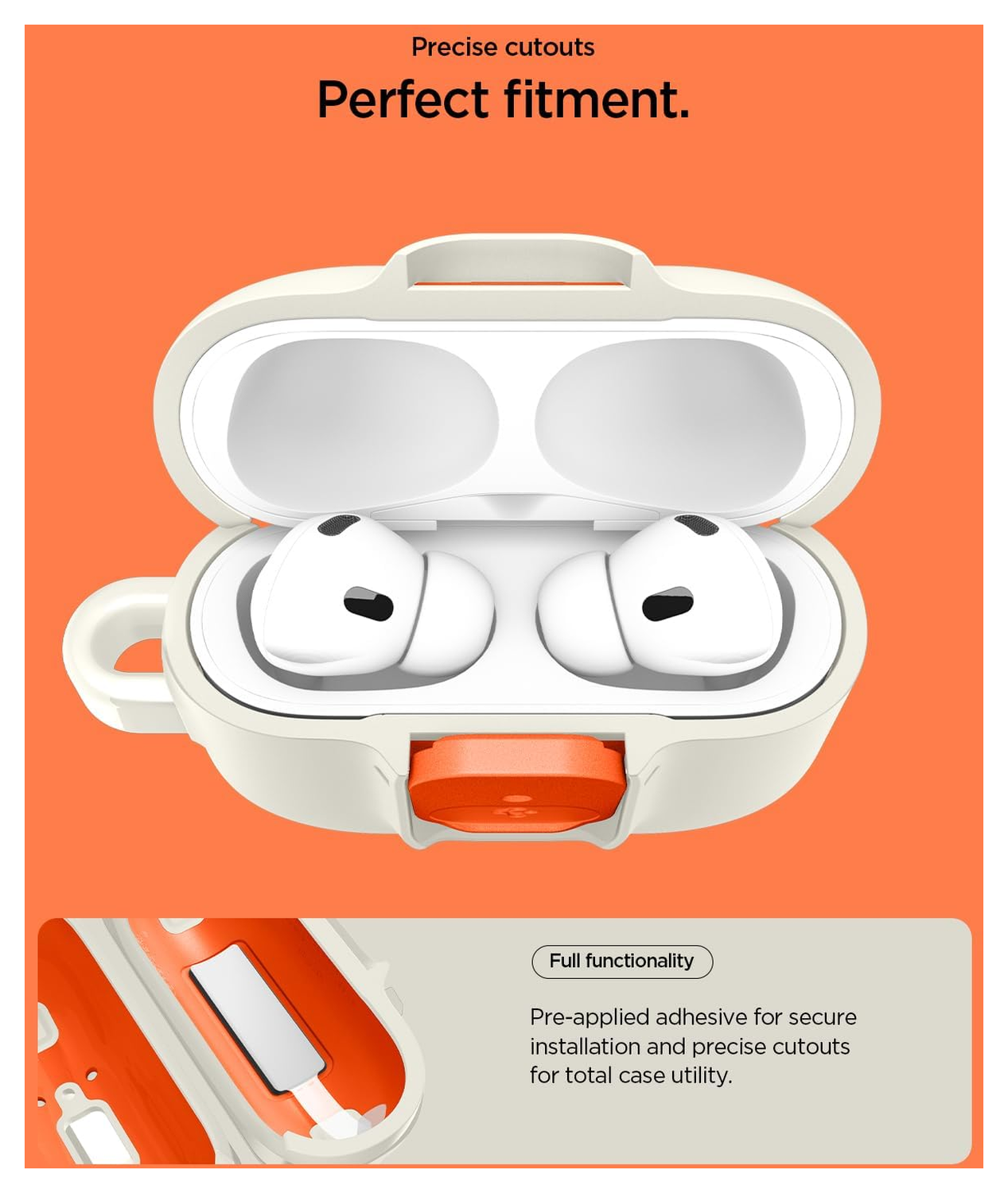 Spigen Nano Pop Case AirPods Pro 3 Hoesje met Karabijnhaak Oranje Beige afbeelding 7