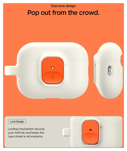 Spigen Nano Pop Case AirPods Pro 3 Hoesje met Karabijnhaak Oranje Beige afbeelding 3