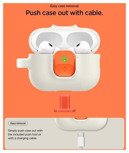 Spigen Nano Pop Case AirPods Pro 3 Hoesje met Karabijnhaak Oranje Beige afbeelding 5