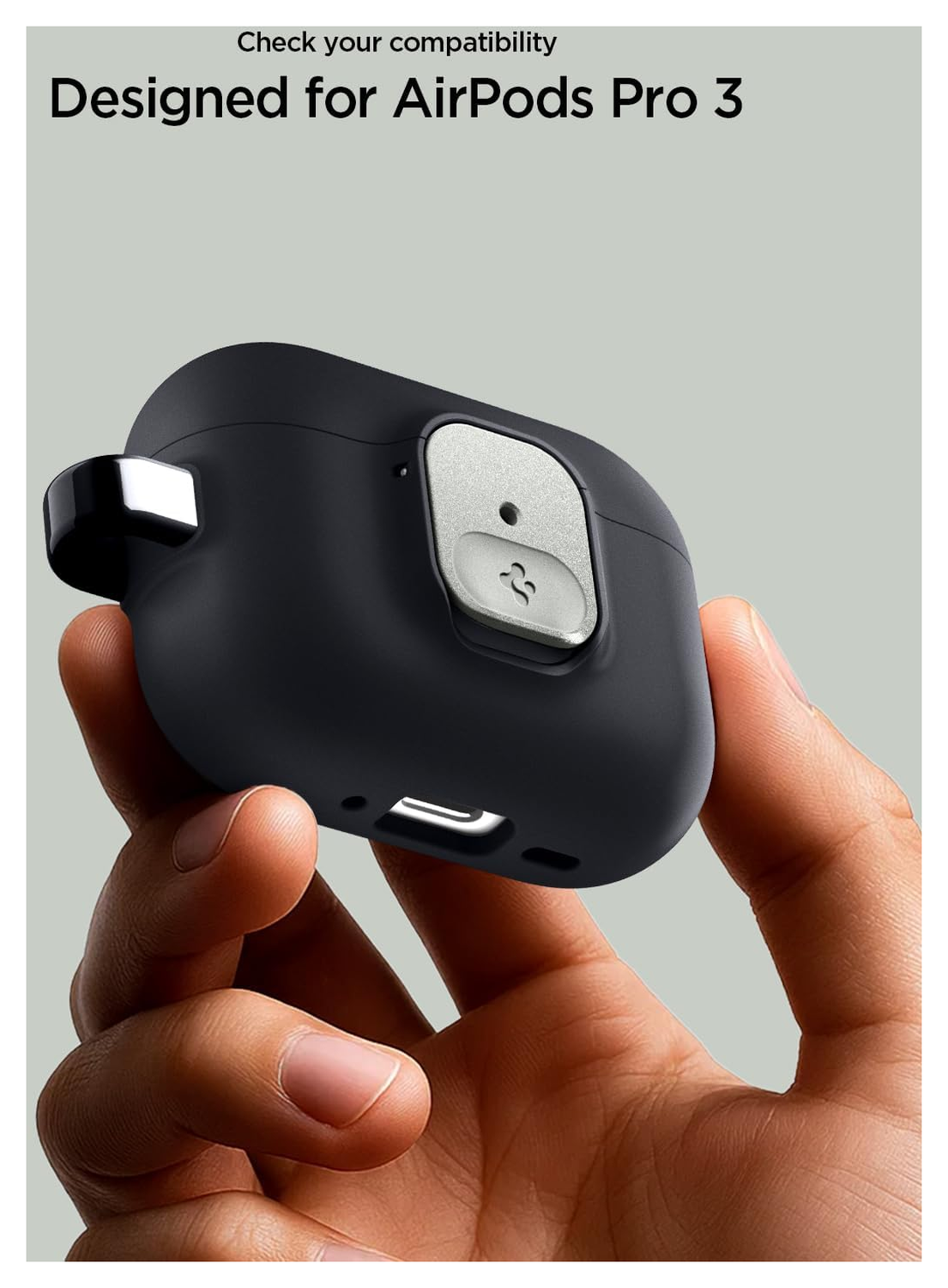 Spigen Nano Pop Case AirPods Pro 3 Hoesje met Karabijnhaak Zwart afbeelding 2