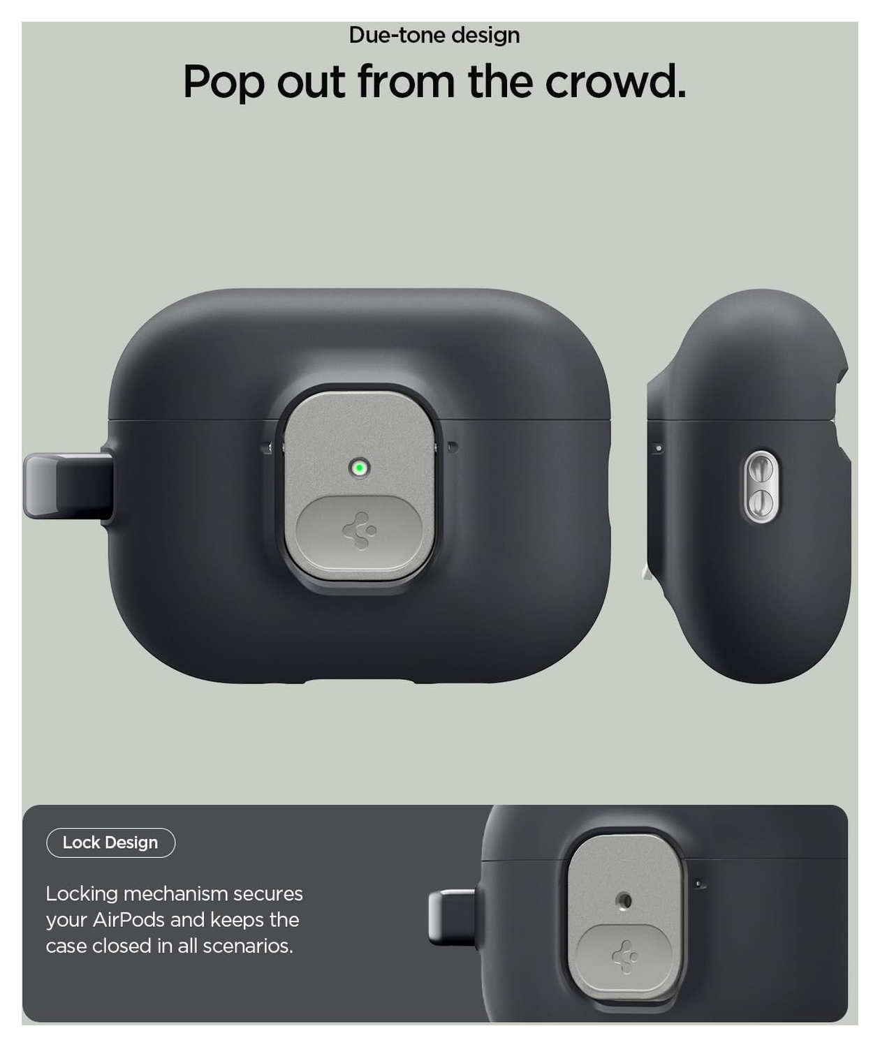 Spigen Nano Pop Case AirPods Pro 3 Hoesje met Karabijnhaak Zwart afbeelding 3