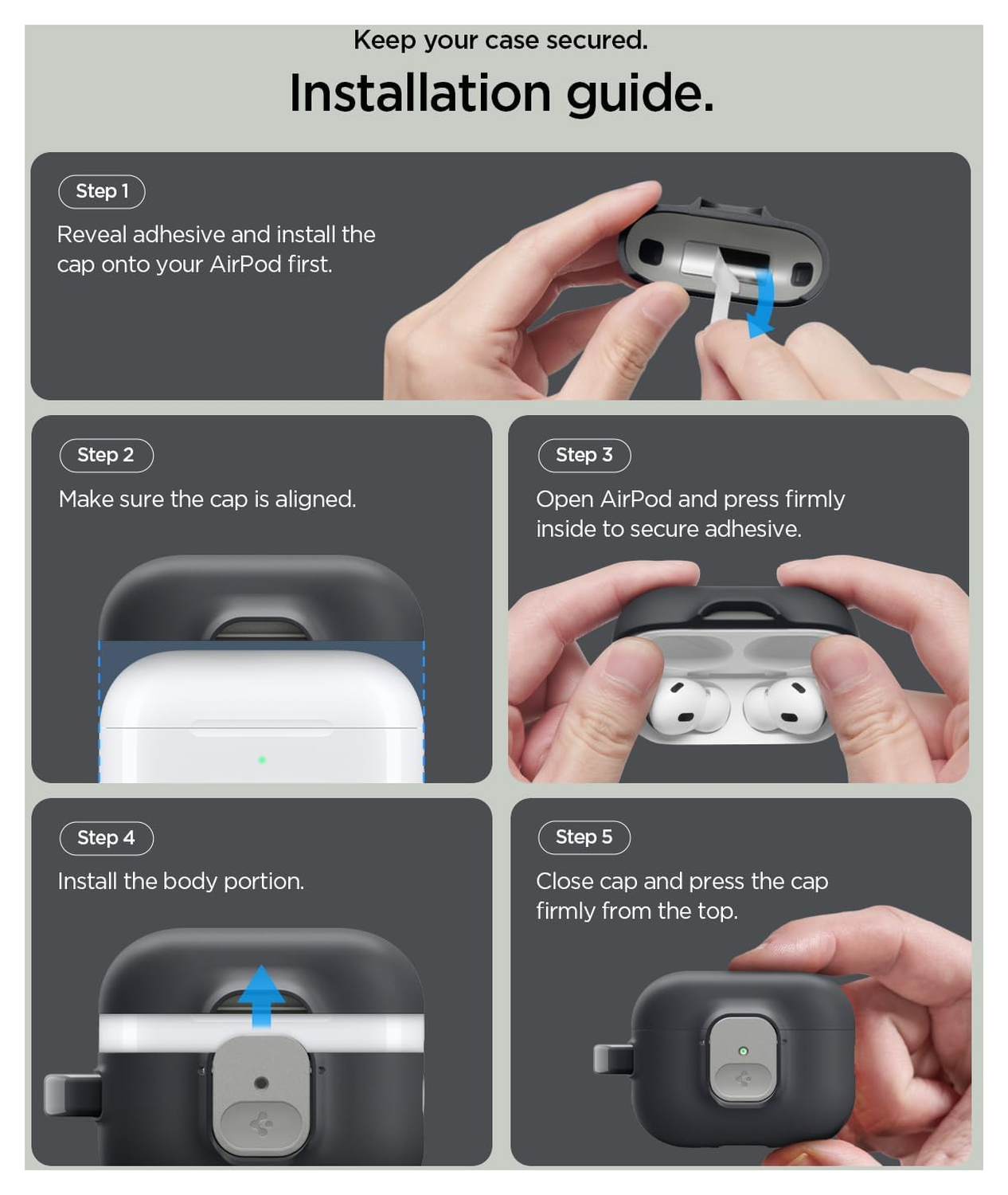 Spigen Nano Pop Case AirPods Pro 3 Hoesje met Karabijnhaak Zwart afbeelding 4