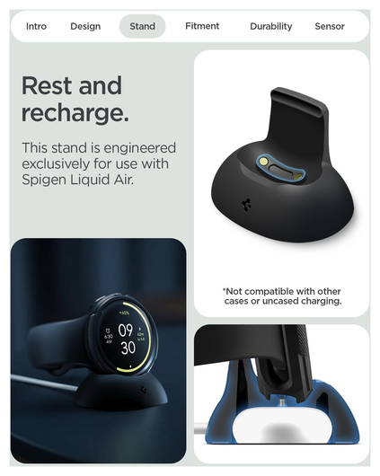 Spigen Liquid Air - Google Pixel Watch 4 41MM Hoesje Zwart + Oplaad Standaard afbeelding 8