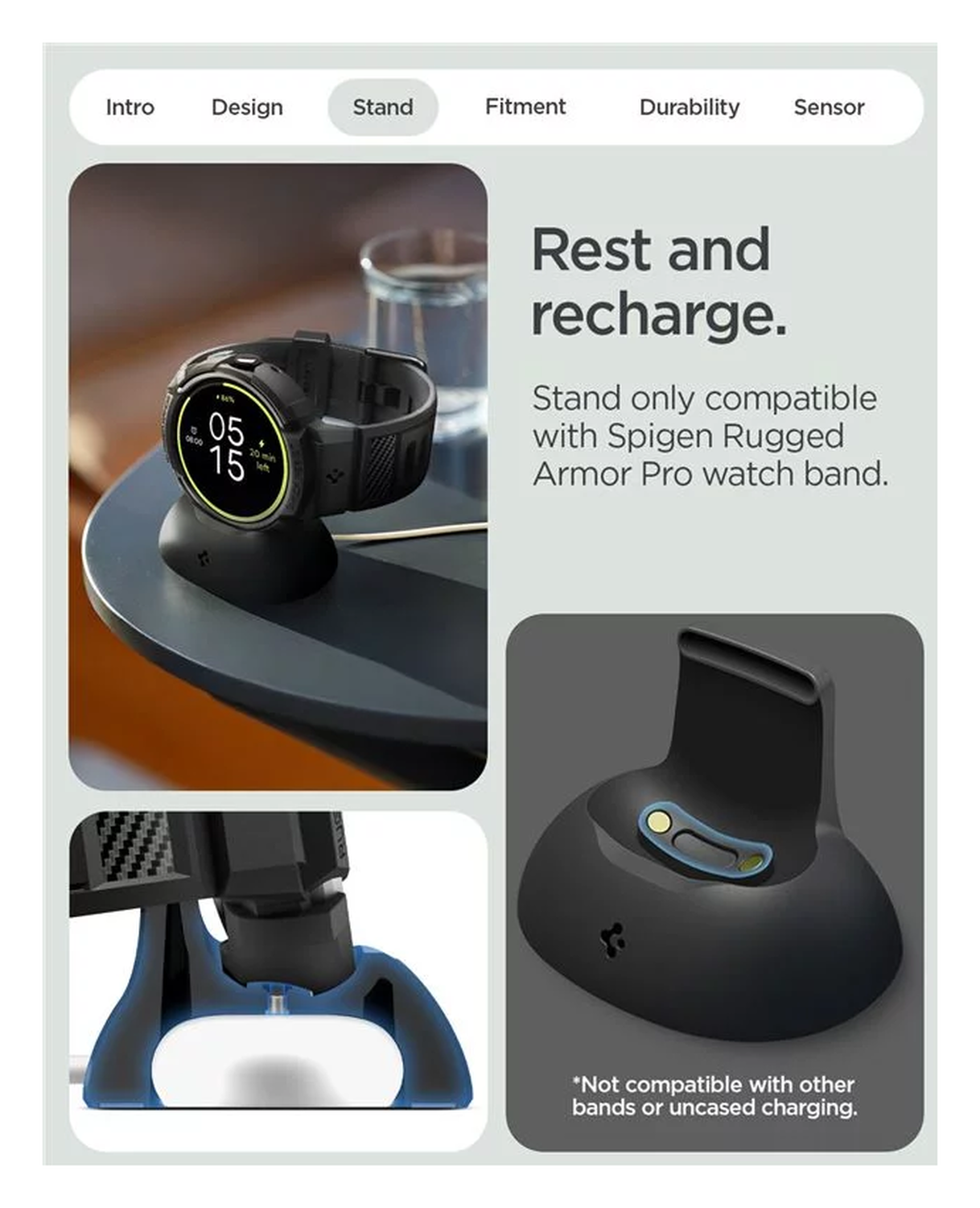 Spigen Rugged Armor Pro - Google Pixel Watch 4 41MM Hoesje en Bandje + Oplader afbeelding 4