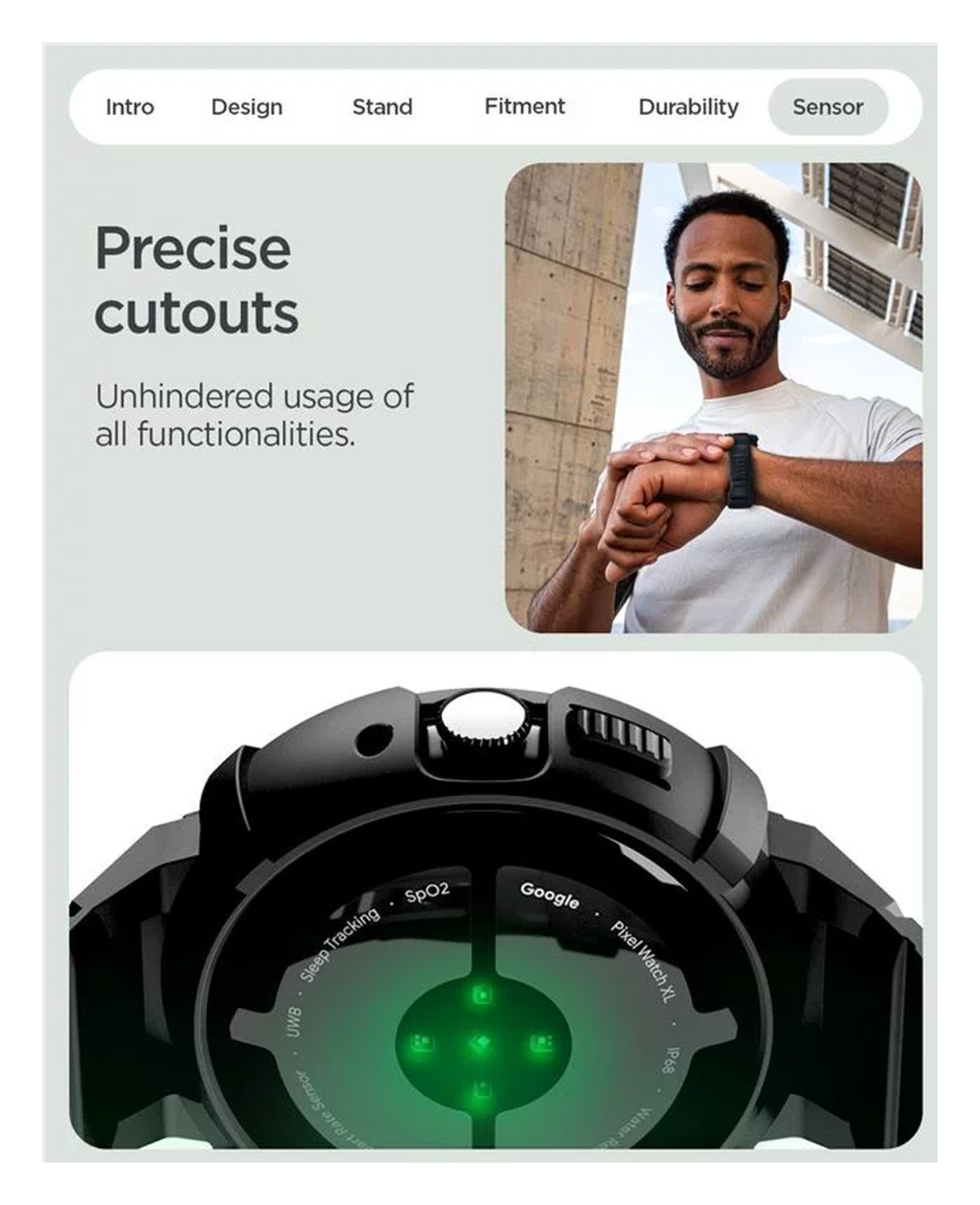 Spigen Rugged Armor Pro - Google Pixel Watch 4 41MM Hoesje en Bandje + Oplader afbeelding 5