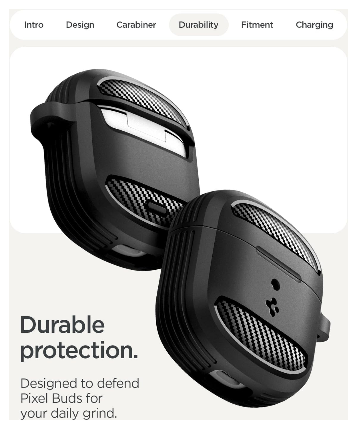 Spigen Rugged Armor Google Pixel Buds 2a Hoesje Matte Zwart afbeelding 4