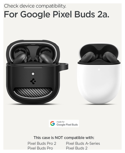 Spigen Rugged Armor Google Pixel Buds 2a Hoesje Matte Zwart afbeelding 2