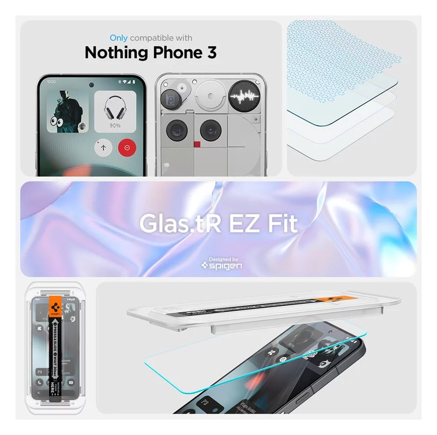 Spigen EZ Fit GLAS.tR Nothing Phone (3) Screen Protector 2-Pack afbeelding 4