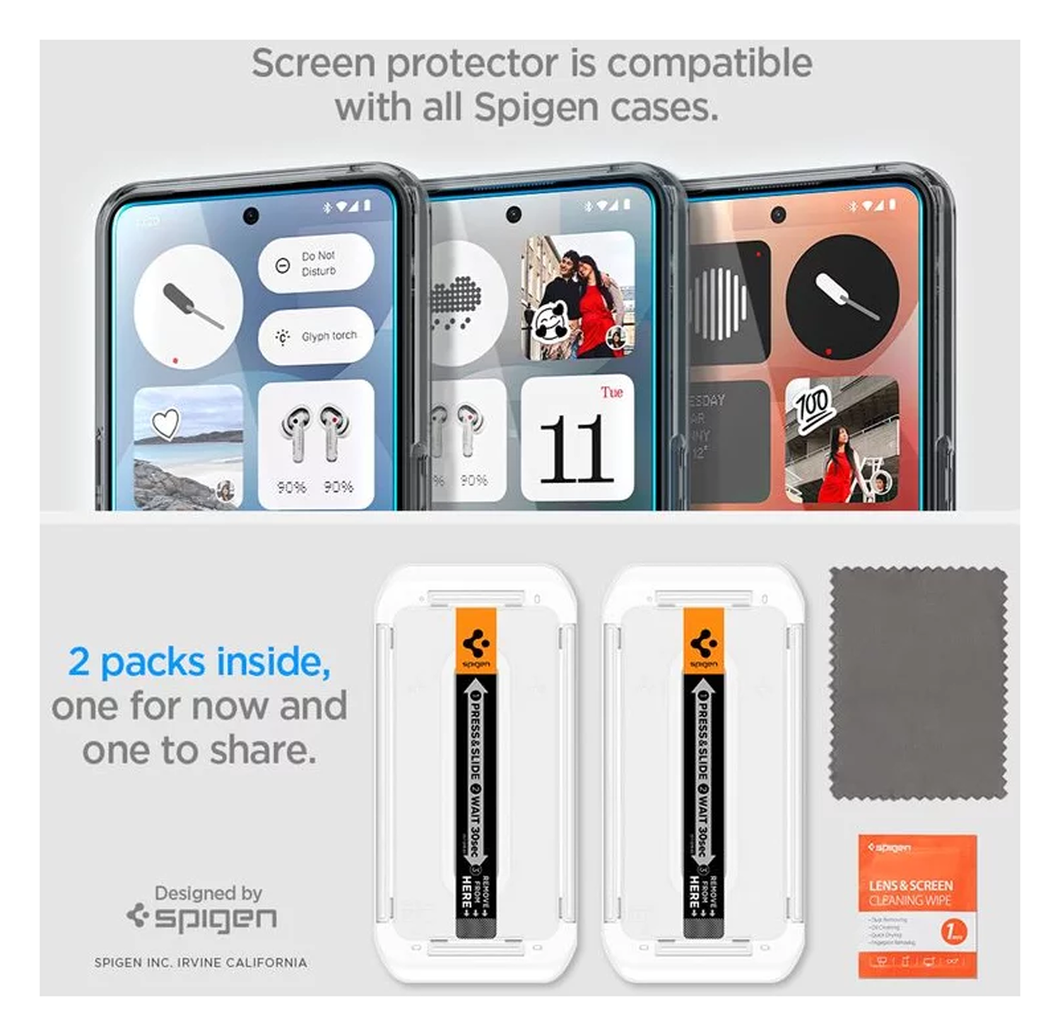 Spigen EZ Fit GLAS.tR Nothing Phone (3) Screen Protector 2-Pack afbeelding 5