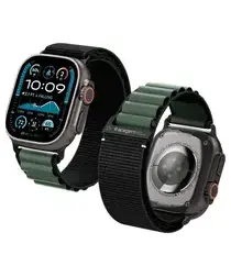 Spigen WBF1 - Apple Watch 1-11/SE/Ultra Bandje - 49/46/45/44/42MM - Zwart Groen afbeelding