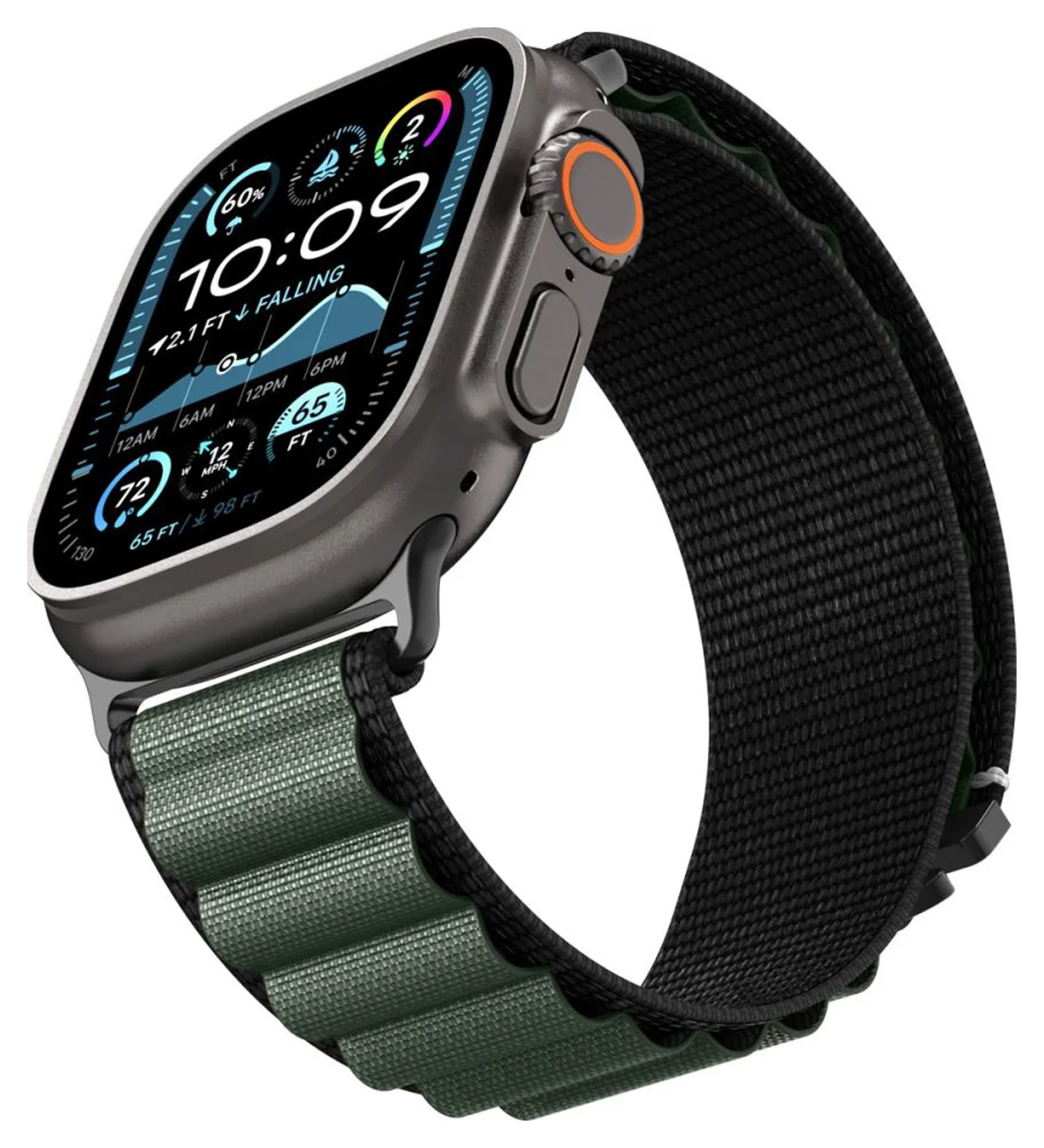 Spigen WBF1 - Apple Watch 1-11/SE/Ultra Bandje - 49/46/45/44/42MM - Zwart Groen afbeelding 14