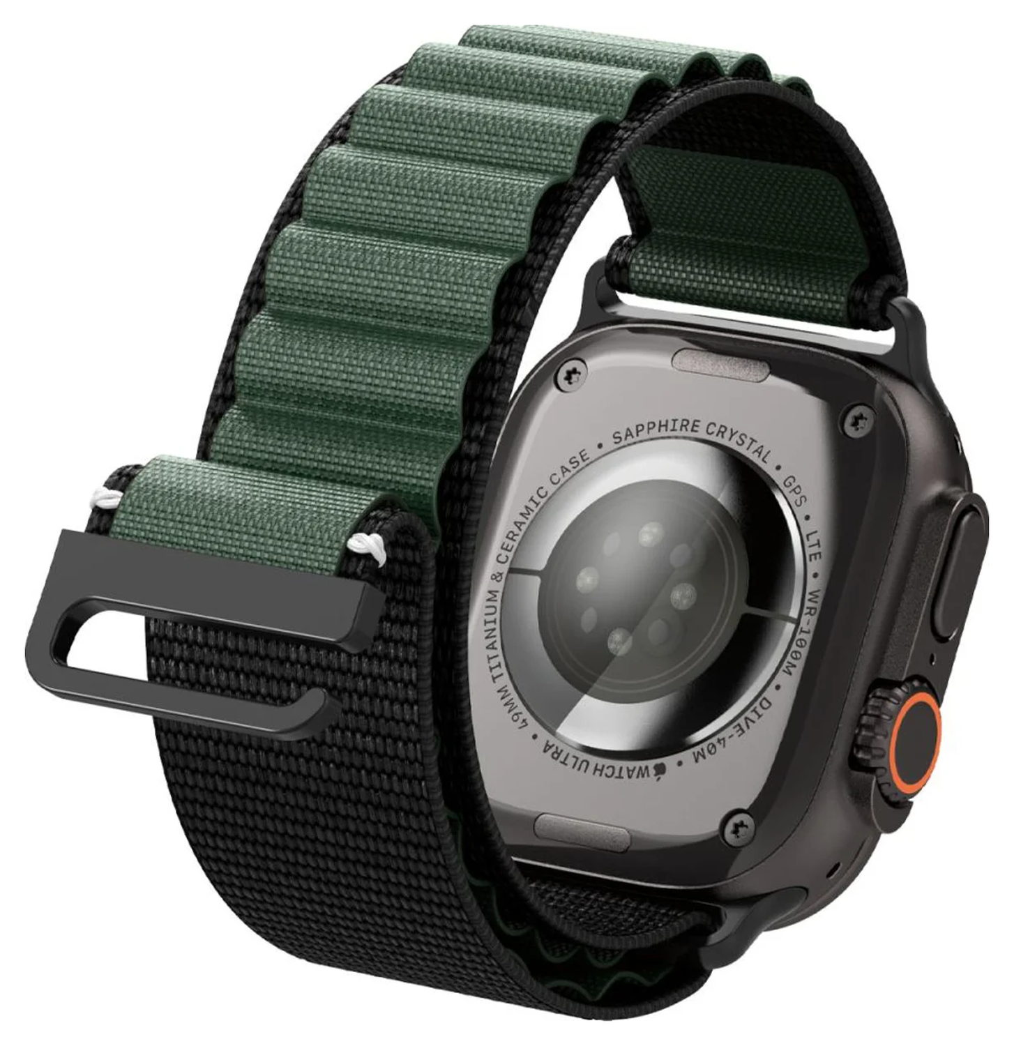 Spigen WBF1 - Apple Watch 1-11/SE/Ultra Bandje - 49/46/45/44/42MM - Zwart Groen afbeelding 16