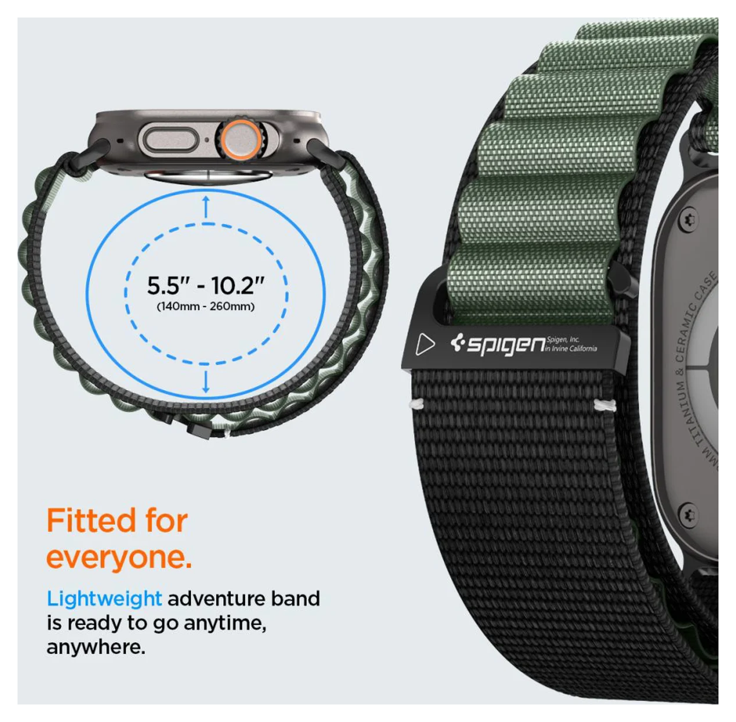 Spigen WBF1 - Apple Watch 1-11/SE/Ultra Bandje - 49/46/45/44/42MM - Zwart Groen afbeelding 3
