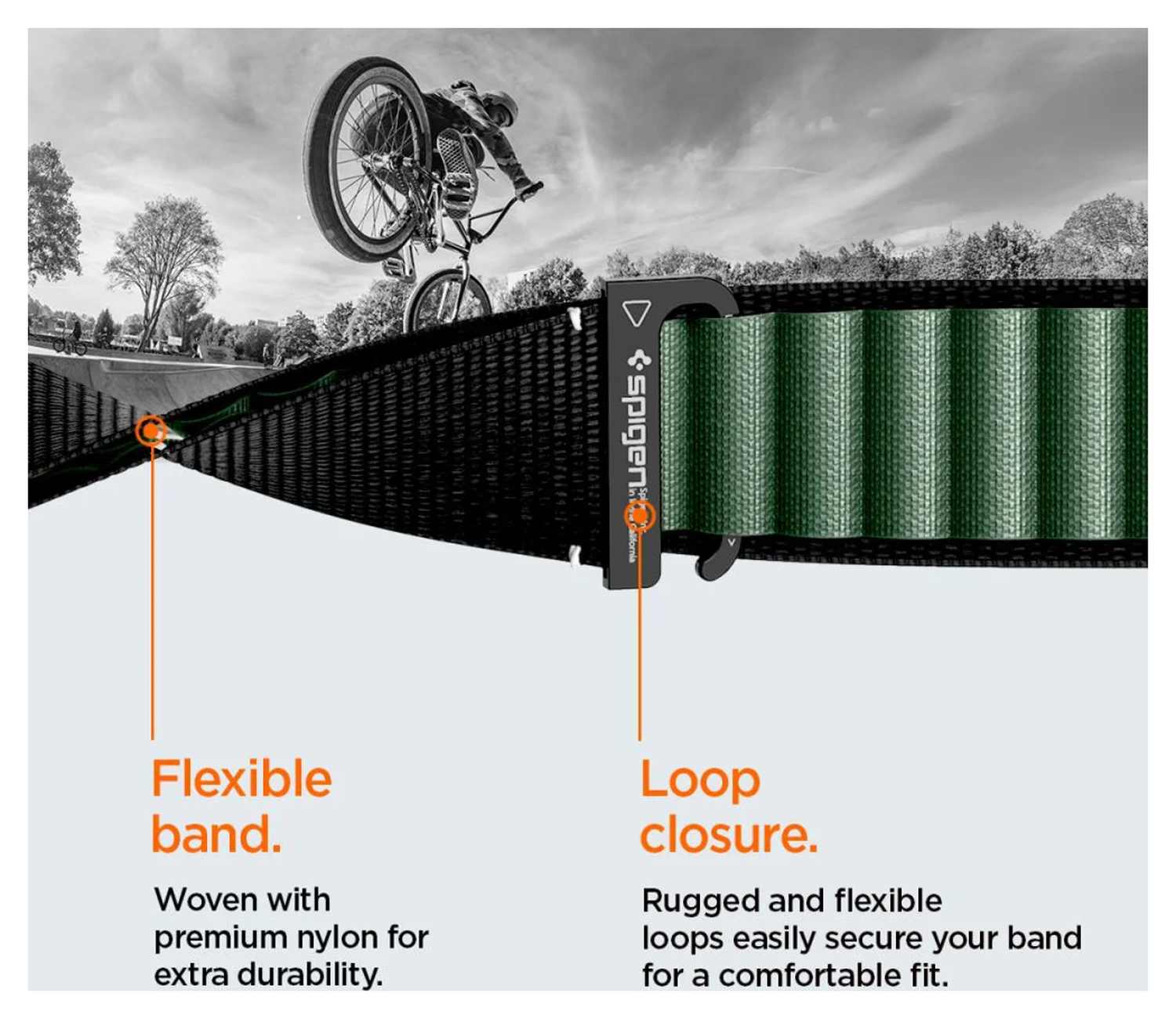 Spigen WBF1 - Apple Watch 1-11/SE/Ultra Bandje - 49/46/45/44/42MM - Zwart Groen afbeelding 6