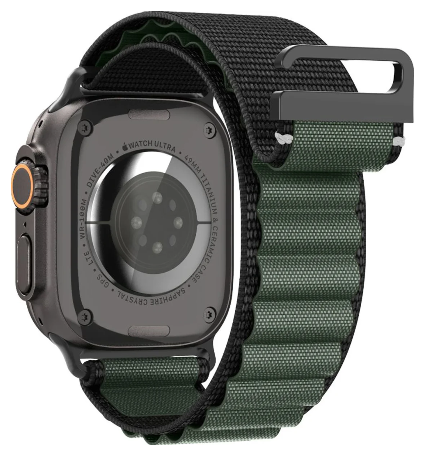 Spigen WBF1 - Apple Watch 1-11/SE/Ultra Bandje - 49/46/45/44/42MM - Zwart Groen afbeelding 9