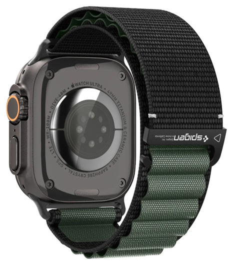 Spigen WBF1 - Apple Watch 1-11/SE/Ultra Bandje - 49/46/45/44/42MM - Zwart Groen afbeelding 2