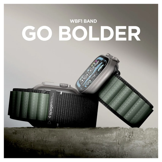 Spigen WBF1 - Apple Watch 1-11/SE/Ultra Bandje - 49/46/45/44/42MM - Zwart Groen afbeelding 8