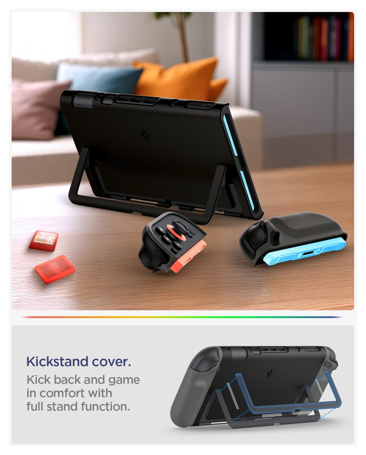 Spigen Nano Pop V2 Nintendo Switch 2 Hoesje met Standaard Zwart afbeelding 3