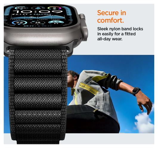 Spigen WBF1 - Apple Watch 1-11/SE/Ultra Bandje - 49/46/45/44/42MM - Zwart afbeelding 4