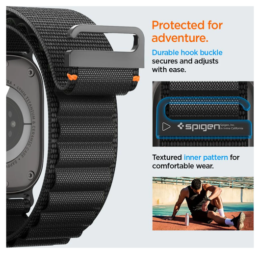 Spigen WBF1 - Apple Watch 1-11/SE/Ultra Bandje - 49/46/45/44/42MM - Zwart afbeelding 5