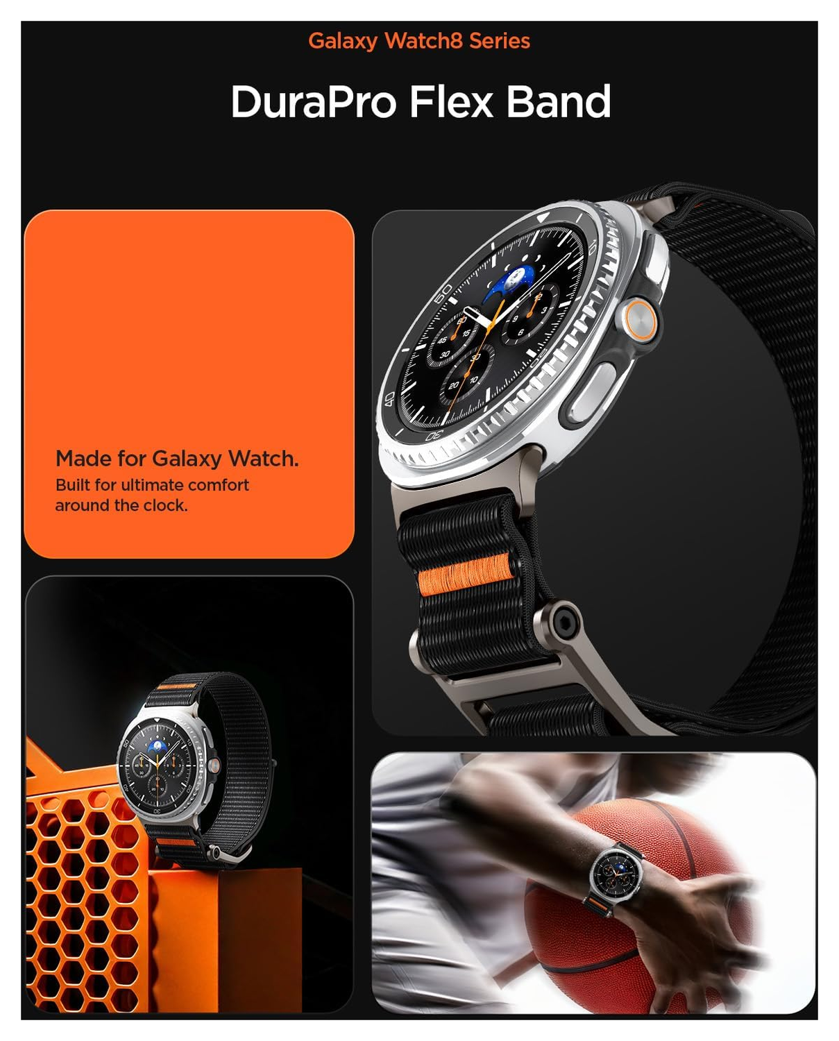 Spigen DuraPro Flex - Samsung Galaxy 8 Series Bandje - Zwart afbeelding 4